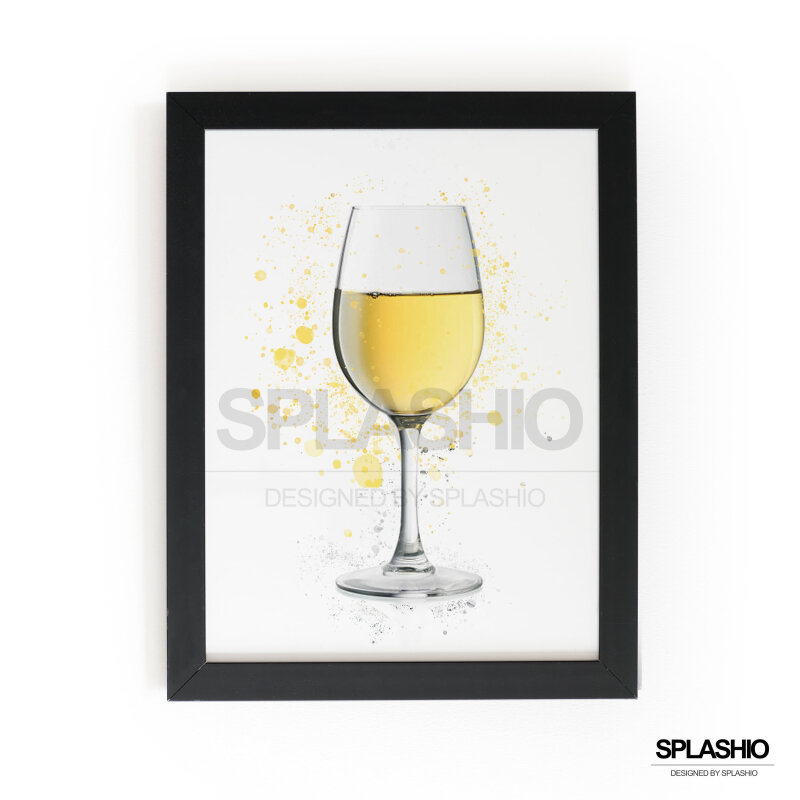 WHITE WINE  Splatter Art Print, High Gloss Print, Splash Art, Home Decor, Bar Custom Drink Art Cocktails - A6