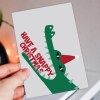 Have a Snappy Christmas crocodile, alligator Christmas, Holidays card for children, child, niece, nephew (Size A6/A5/A4/Square 6x6") - A6: Single card