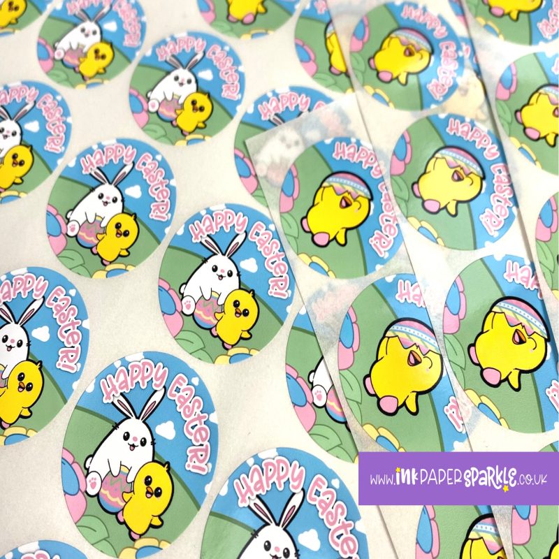 Happy Easter Stickers ChubbiChick - Chick with eggshell