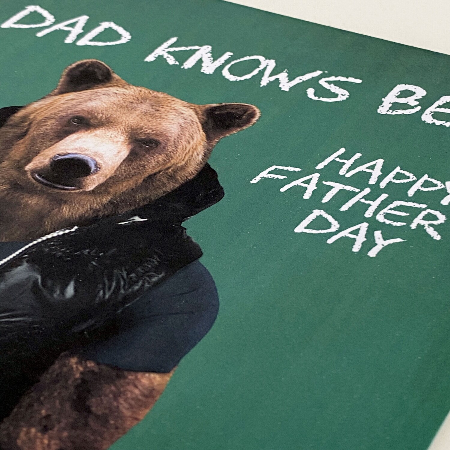 Dad knows best cute bear in clothes Father's Day card for dad, daddy, father from son, daughter (Animalyser) (Size A6/A5/A4/Square 6x6") - A6: Single card