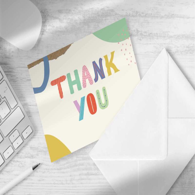 Printed Thank You / Note Postcards Multicoloured Fancy with Envelope | A6 Size Format | Small Business, Gifts, Events - Squared (No Env) - 8