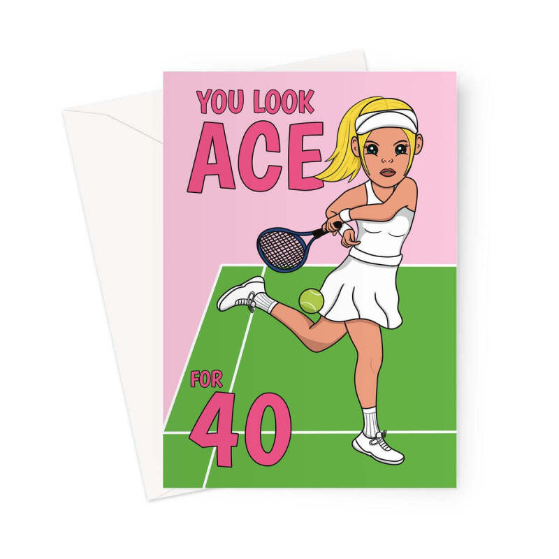 Happy Birthday Wishes For Tennis Player - 40th Woman Card - A5 Portrait - 1 Card