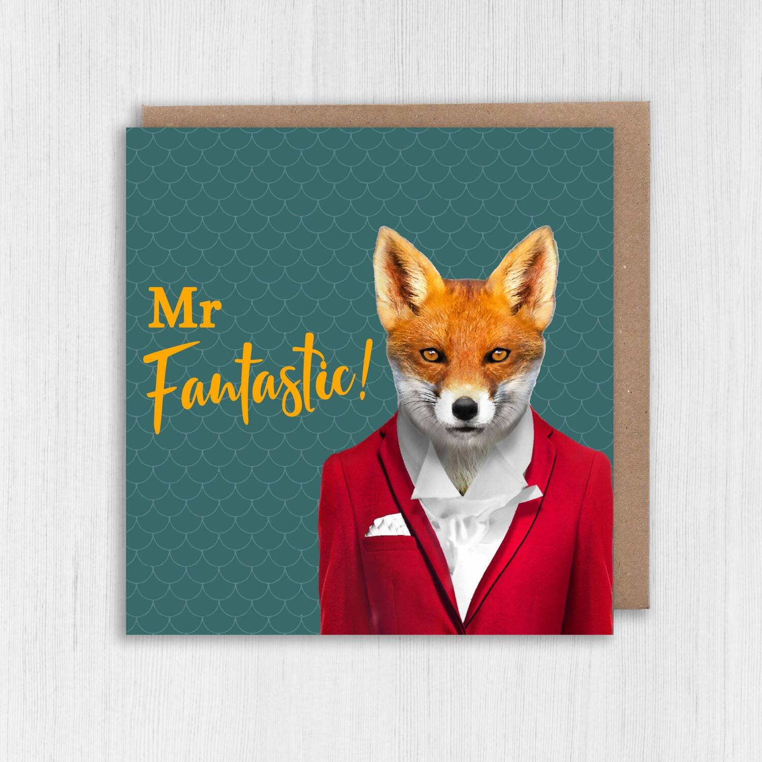 Mr Fantastic fox, animal in clothes cute anniversary card for husband, boyfriend, male partner (Animalyser) (Size A6/A5/A4/Square 6x6") - A6: Single card