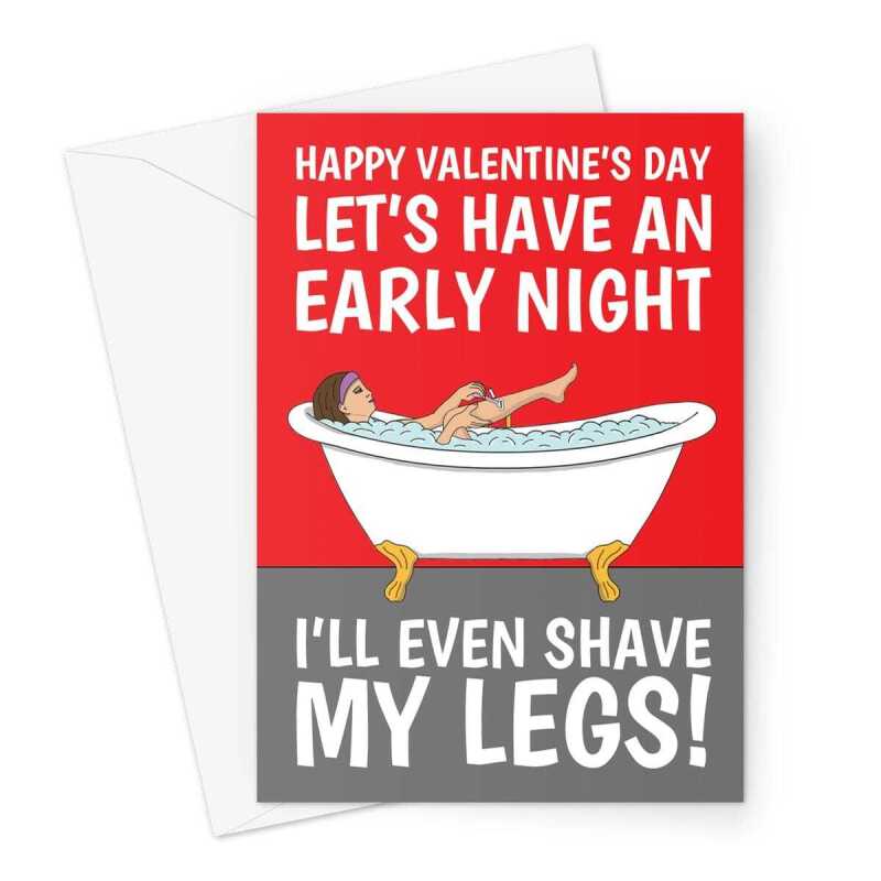 Happy Valentine's Day Card - Funny Early Night Naughty Joke - A5 Greeting Card - A5 Portrait - 1 Card