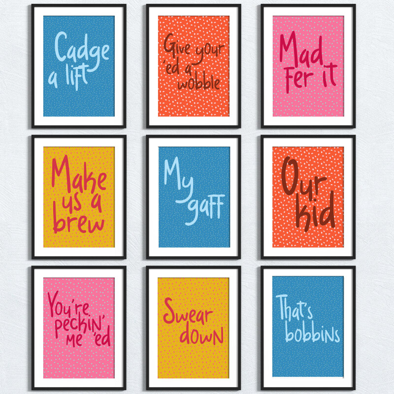 Manchester, Mancunian, Manc dialect, sayings print - A5 - Glossy - Blue