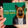 Happy Birthday Top Boy German Shepherd dog, doggy in clothes card for boyfriend, husband, male, brother (Animalyser) Size A6/A5/A4/Square - A6: Single card