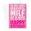 Happy Birthday Card For Wife - MILF And Decent Mother - A5 Greeting Card - A5 Portrait - 1 Card