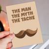 The man, the myth, the beard, tache, moustache funny Valentine's Day card for hairy male, boyfriend, husband (Size A6/A5/A4/Square 6x6") - A6: Single card - Beard