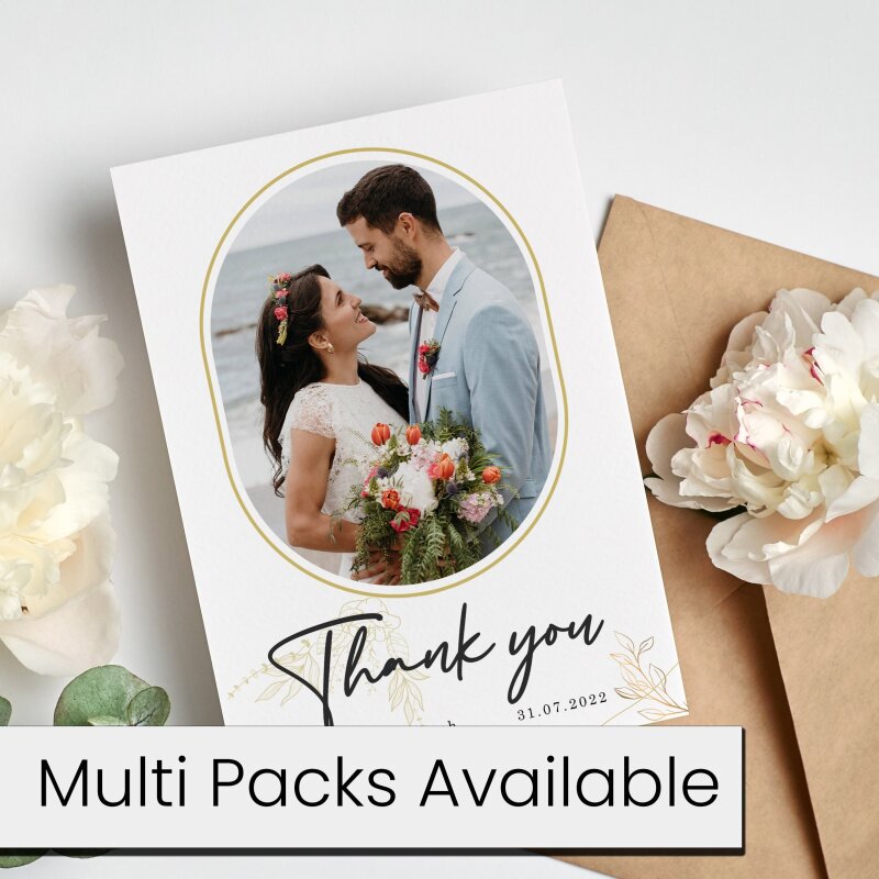 Thank You Wedding Cards | Personalised Photo Wedding Thank You Cards Personalised Thank You Card From Bride and Groom | Wedding Photo Card - A6 - 4.1" x 5.8" - Pack of 20