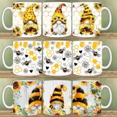 Adorable Gnome Mugs with Sunflower and Bee Design