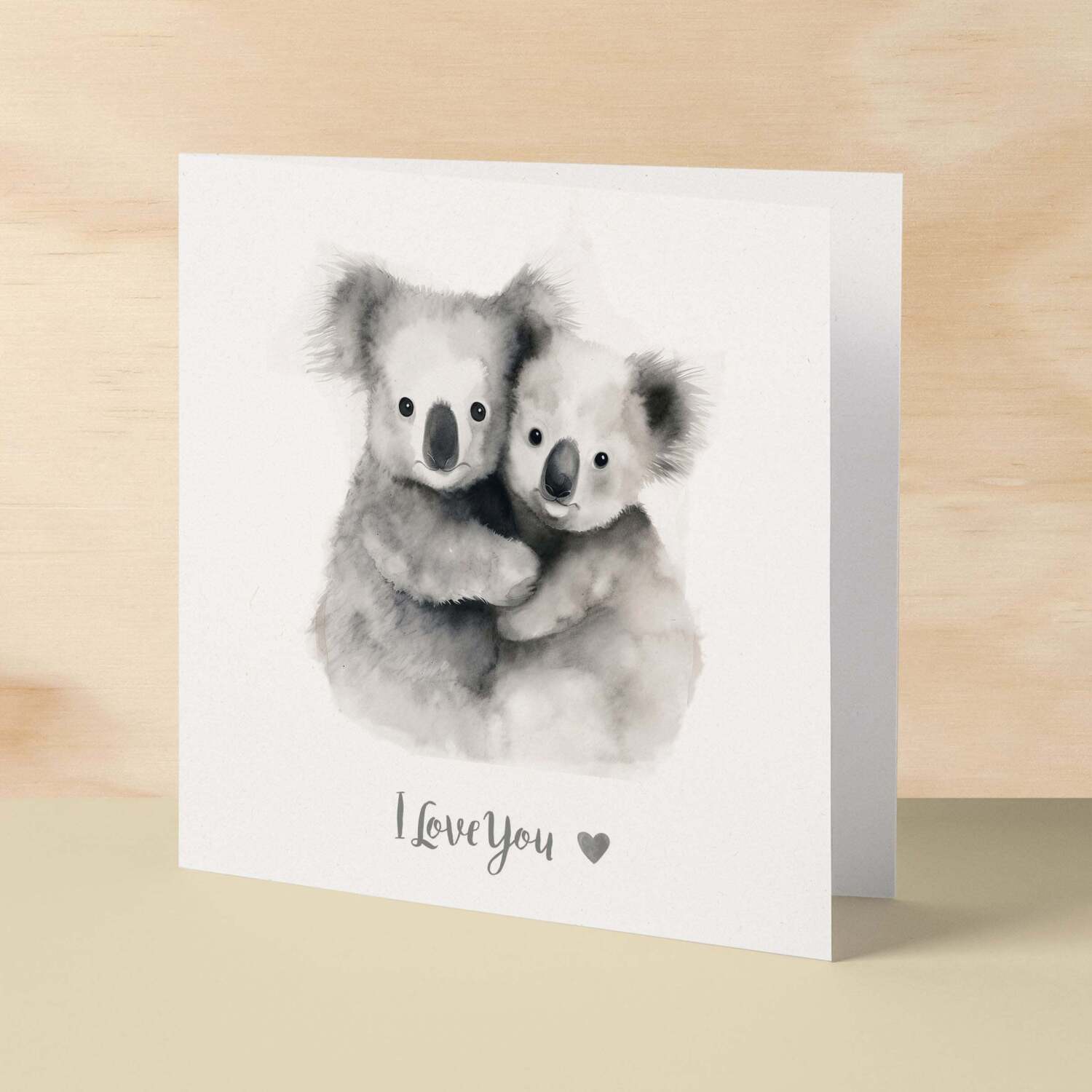 Anniversary or Valentine's Day Card For Wife Anniversary Card For Husband Boyfriend or Girlfriend Valentines Card For Him or Her Koala Love - Square (6x6) / Blank Message