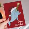 Joyeux Narwhal personalised cute whale Christmas, holidays, Xmas, festive card for child, son, daughter, grandchild (Size A6/A5/A4) - A6: Single card