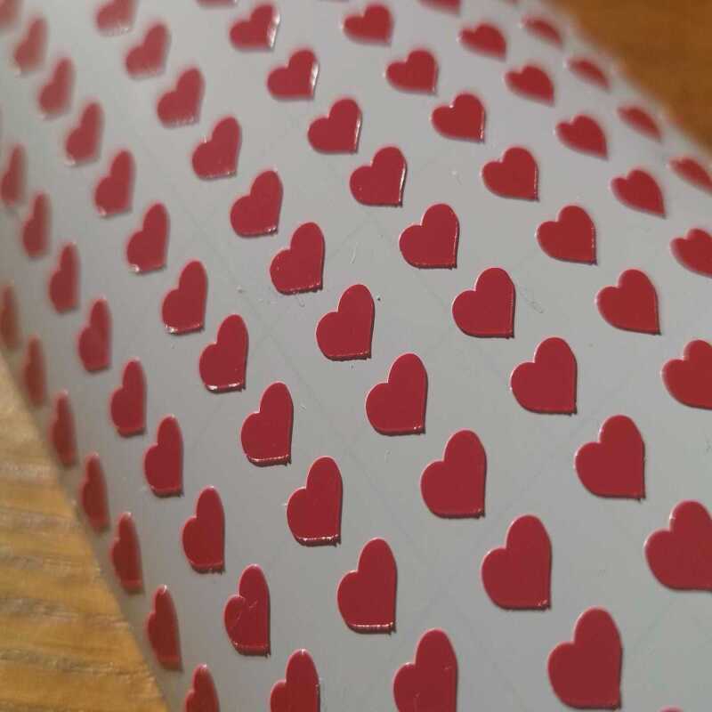 200 6mm heart stickers - Textured Red
