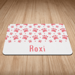 Personalised Pink Paw Prints & Hearts Puppy/Dog Bowl Mat