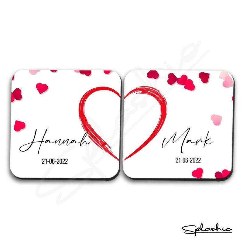 Wooden Couples Coasters, Engagement Gift, Matching Couples Gift, 5 Year Wedding Anniversary Gift, Personalised Coasters, Gifts for Him / Her