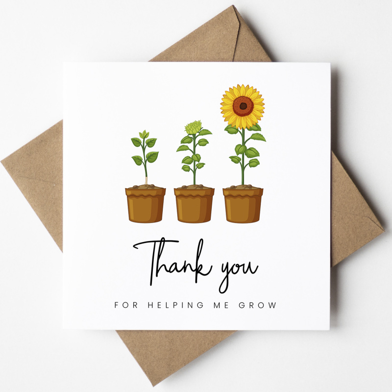 Thank For Helping Me Grow, Personalised Teacher Card