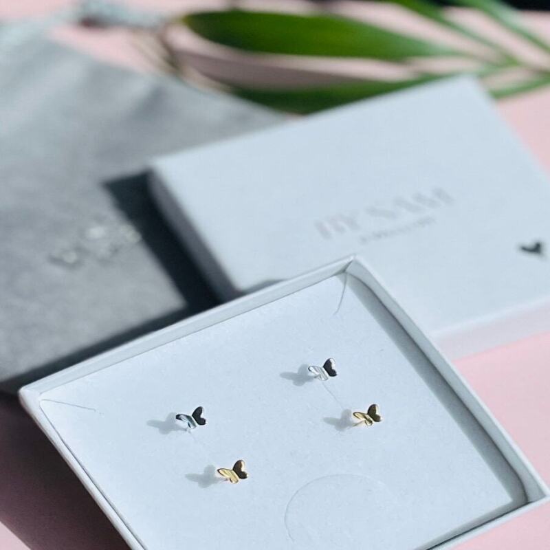 Animal stud Earrings, 925 sterling silver little girls earrings - Butterfly Studs