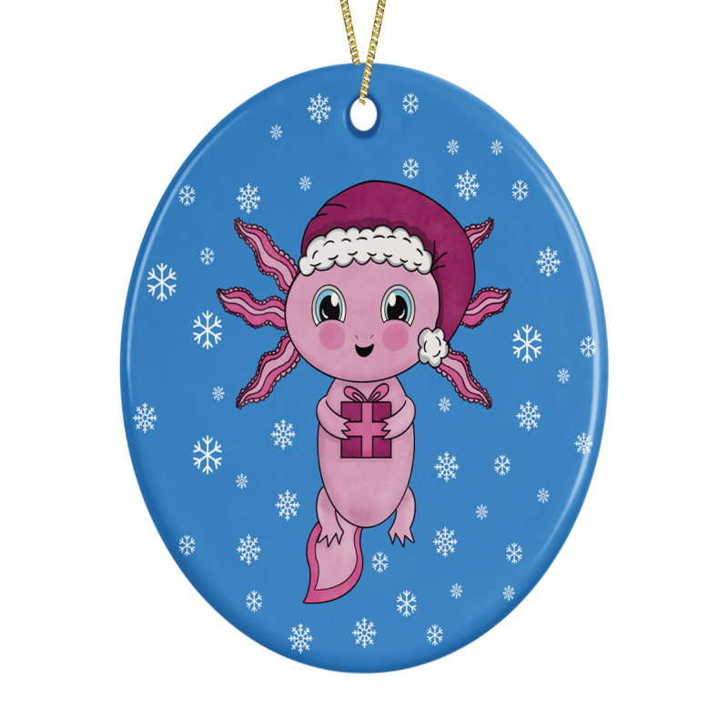 Cute Kawaii Axolotl Christmas Tree Decoration - white