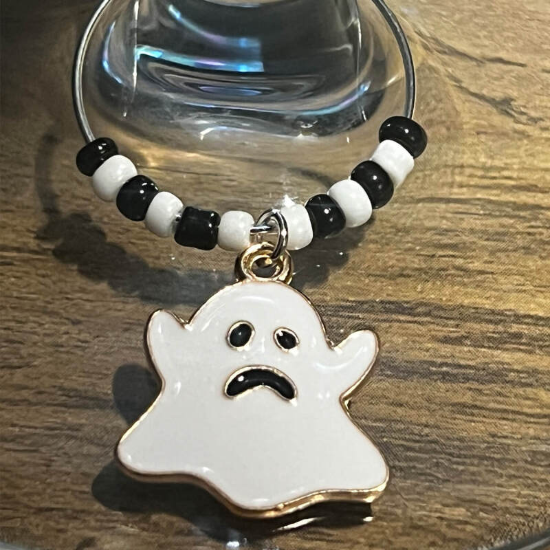 Handmade Wine Glass Charm - Ghost