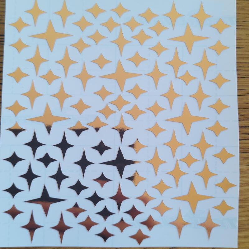4 Point Star Stickers, Holographic, Silver or Gold - Gold