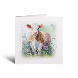 Notelet Card of a Cow For Anyone Any Occasion Card For Her or For Him Card For Birthday or Easter Card Thank You Card - Square (6x6) / Blank Message