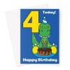 Cute Dinosaur 4th Birthday Card For Boy - A5 Portrait - 1 Card