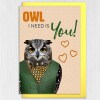 Owl I need is you cute owl, bird in clothes Valentine’s Day card for wife, husband, partner (Animalyser) (Size A6/A5/A4/Square 6x6") - A6: Single card