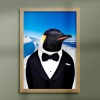 Penguin in clothes, animal print, wall art - A5 - Glossy - Glacier