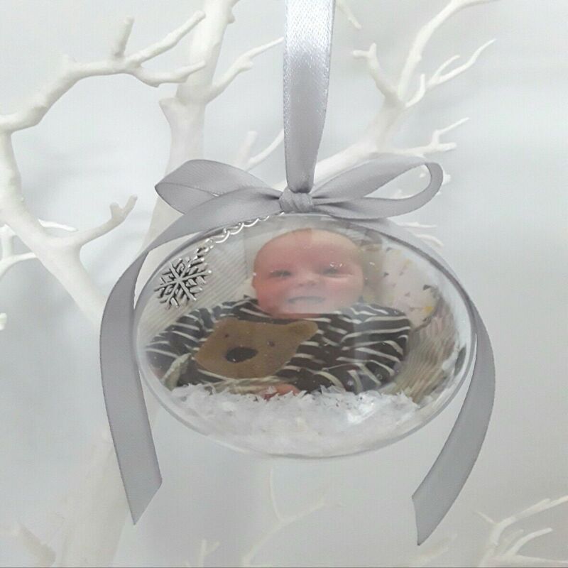 Beautiful Photo Bauble,1st Christmas Photo Bauble, Photo Christmas Ornament - 6cm