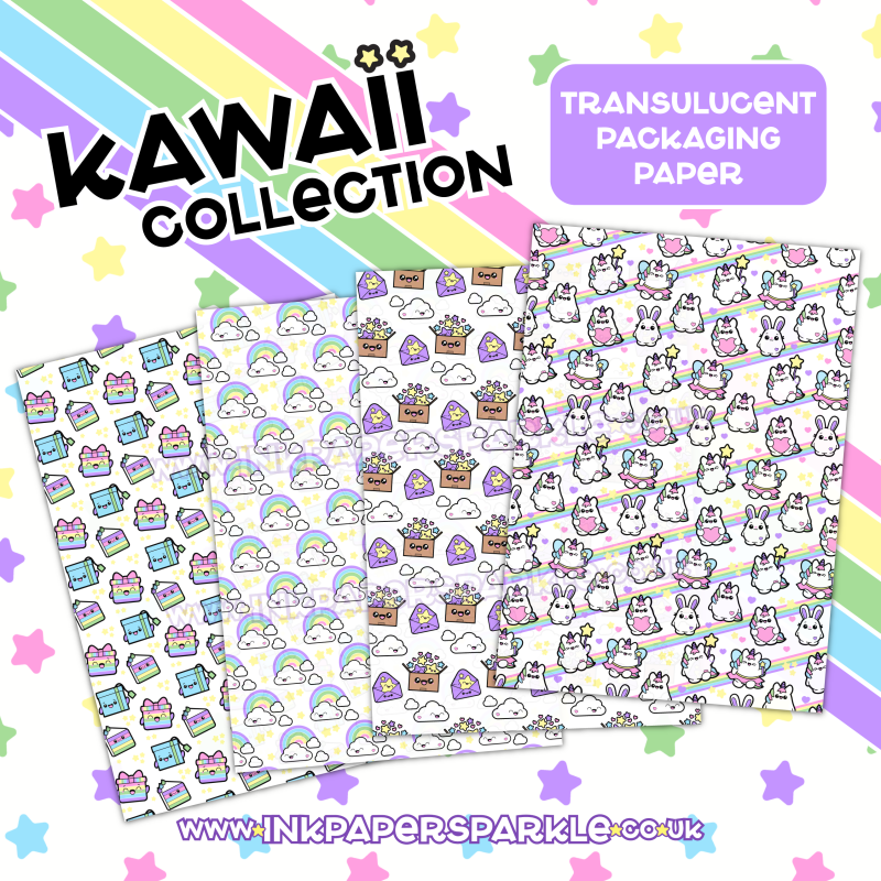 Kawaii Packaging Paper - Translucent *New Designs* - A5 - Chubbicorn & Friends