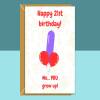 Funny 21st Birthday Card - Personalised inside if required - For Him or For Her - Perfect greetings card for someone turning 21 years old - Blank inside - Small