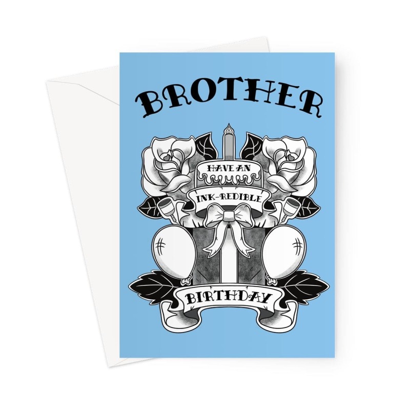 Classic Tattoo Birthday Card For Brother - A5 Portrait - 1 Card