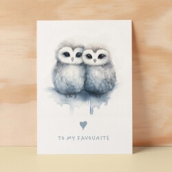 Anniversary or Valentine's Card for Her or Him Anniversary Card for Wife Valentines Day Card For Husband Boyfriend or Girlfriend Owl Card - Small (4x6) / Blank Message