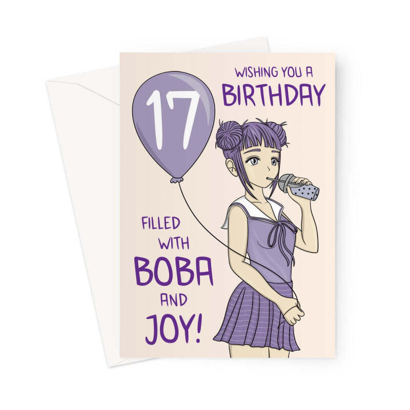 17th Birthday Card For A Girl - Anime Girl - A5 Portrait - 1 Card