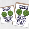 Pair of melons to stare at all day without getting a slap funny, rude, breasts, boobs, melons birthday card (Size A6/A5/A4/Square 6x6") - A6: Single card