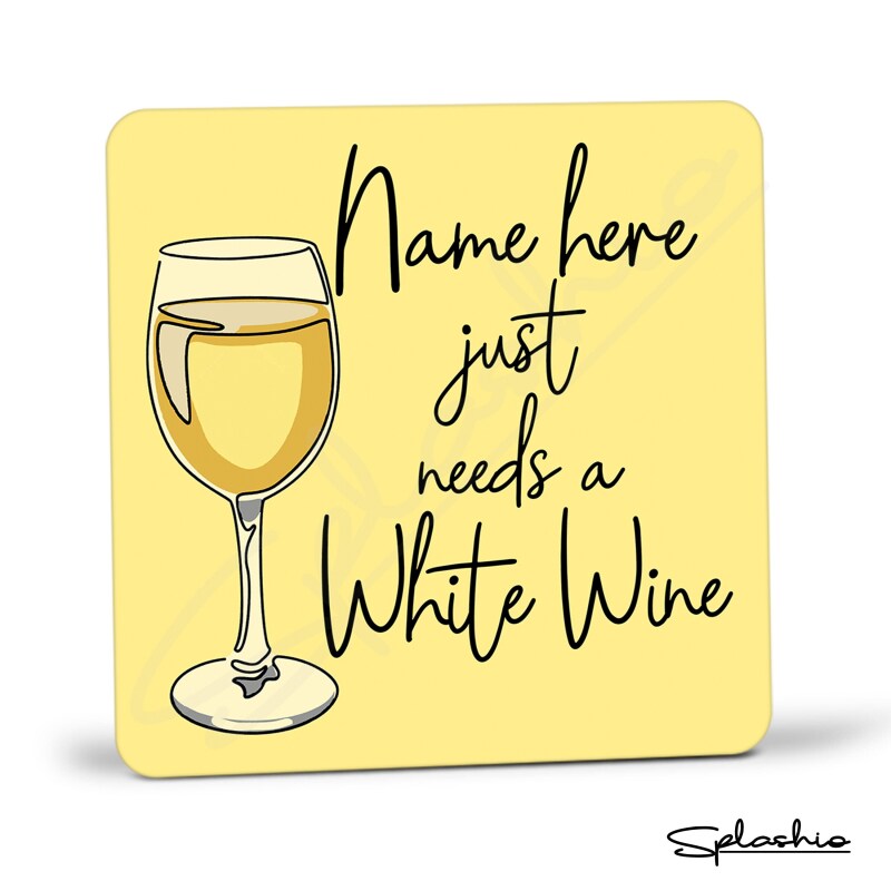 Personalised White Wine Coaster, Personalised Coaster White Wine Coaster, Best Friend Gift, Gift For Wine Lover, Wine Gift, Custom Gift. - Single Coaster