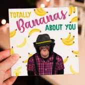 Totally bananas about you monkey in clothes anniversary card for wife, husband, girlfriend, boyfriend (Animalyser) Size A6/A5/A4/Square 6x6"