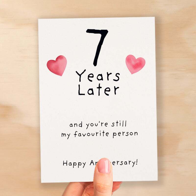 7th Wedding Anniversary Card For Wife Anniversary Card for Husband 7 Year Anniversary Card For Boyfriend or Girlfriend Seventh Anniversary - Large (5x7) / Blank Message