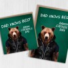 Dad knows best cute bear in clothes Father's Day card for dad, daddy, father from son, daughter (Animalyser) (Size A6/A5/A4/Square 6x6") - A6: Single card