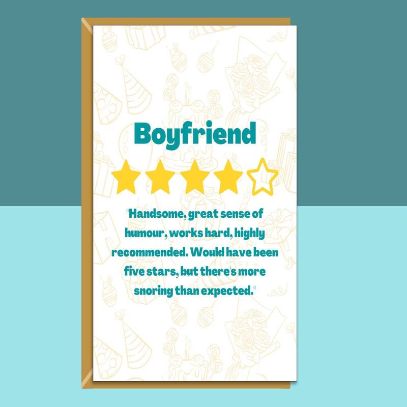 Funny Boyfriend Birthday Card - Personalised - Snoring - For Him - BF - On his birthday - From Girlfriend or Boyfriend - Greetings Card - Blank inside - Large