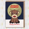 Personalised Happy Christmas with name, cute reindeer card for wonderful child, son, daughter, grandson, granddaughter (Size A6/A5/A4) - A6: Single card