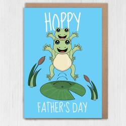 Hoppy Father’s Day funny frog, frogs, toad Father’s Day card for Dad, Father, Daddy, Papa from son, daughter or child (Size A6/A5/A4) - A6: Single card