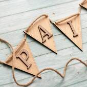 Personalised bunting with wooden letters for nursery decor. Name bunting. Wooden name sign. Wooden lettering. Wooden letters for wall