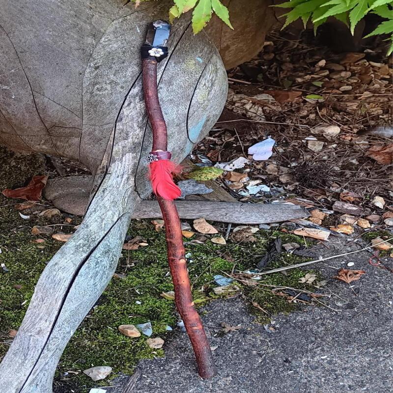 Smokey Quartz and Feather Wand