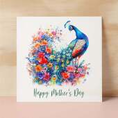 Mother's Day Card For Mum Happy Mother's Day Mothers Day card Mothering Sunday Flower Peacock Mother's Day Card For Mom Mommy Mum Mummy