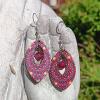 Pink Jade and Wood charm Earrings