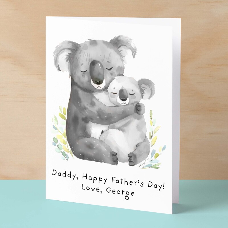 Personalised Father's Day Card For Daddy Cute Koala and Joey Illustration Father's Day Card For Dad Father's Day Gift From Child - Large (5x7) / Blank Message