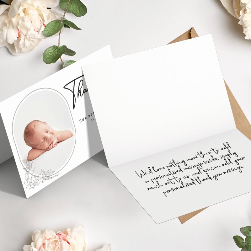 Personalised Photo Baby Thank You Cards, Simple Baby Thank You, Baby Thank You Cards Photo, New Baby Thank You Cards, Photo Baby Thank You - A6 - 4.1" x 5.8" - Pack of 20