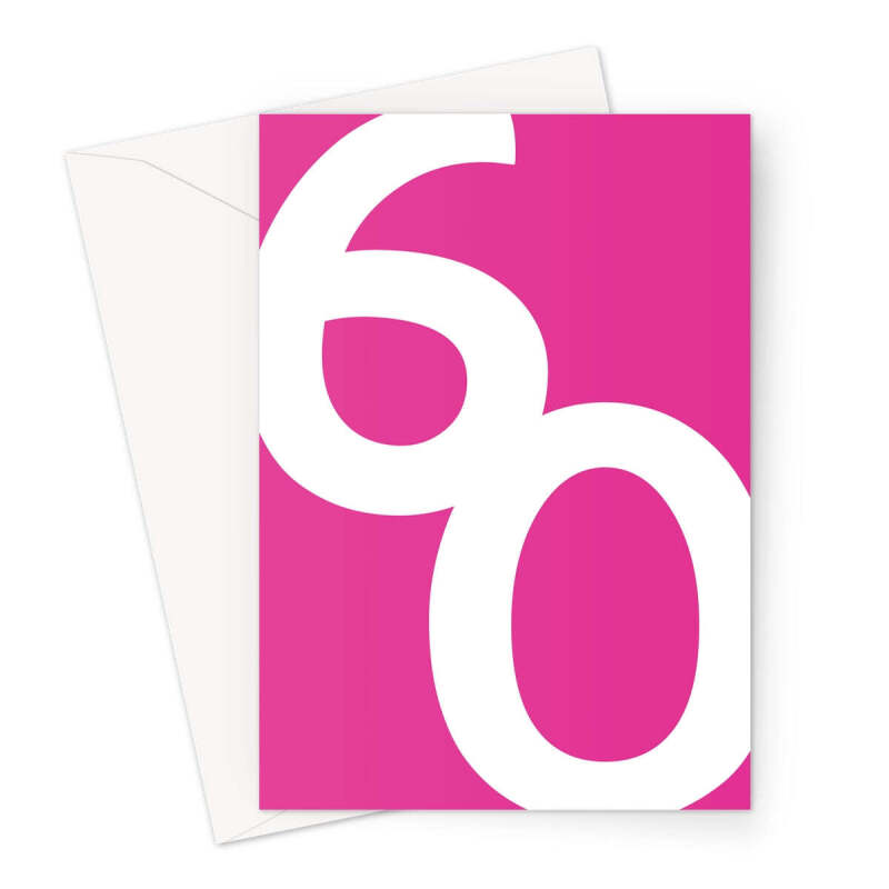 Big 60th Birthday Card Bright Pink - A5 Portrait - 1 Card