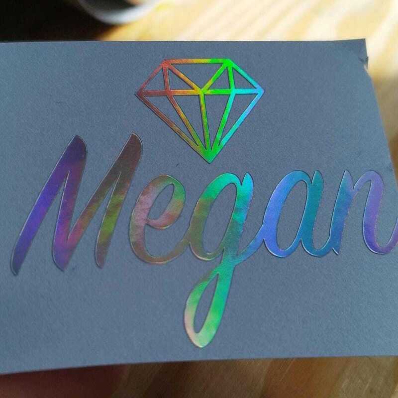 Custom Diamond Name Stickers in Holographic Vinyl - 1